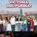 Mario Delgado, presidente nacional de Morena, celebrando la victoria en la elección presidencial